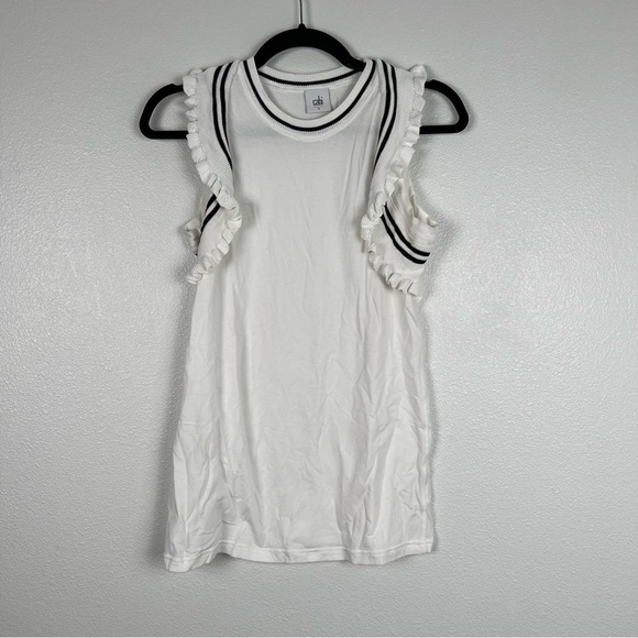 CABI‎ #5199 Topspin Knit Ruffle Top White Sz S - Picture 3 of 8
